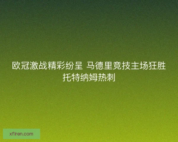 欧冠激战精彩纷呈 马德里竞技主场狂胜托特纳姆热刺 欧冠激战精彩纷呈 马德里竞技主场狂胜托特纳姆热刺