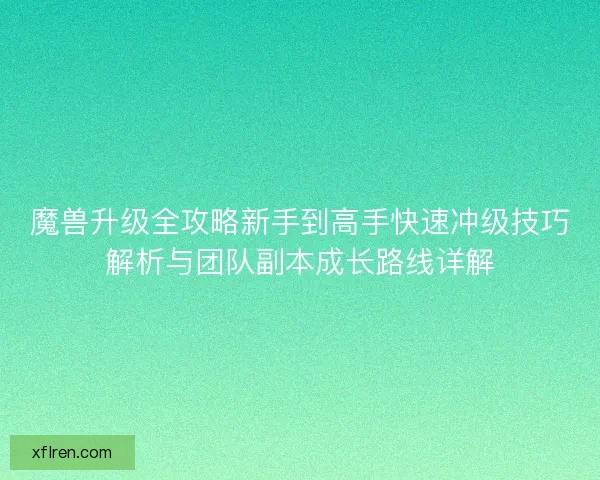 魔兽升级全攻略新手到高手快速冲级技巧解析与团队副本成长路线详解